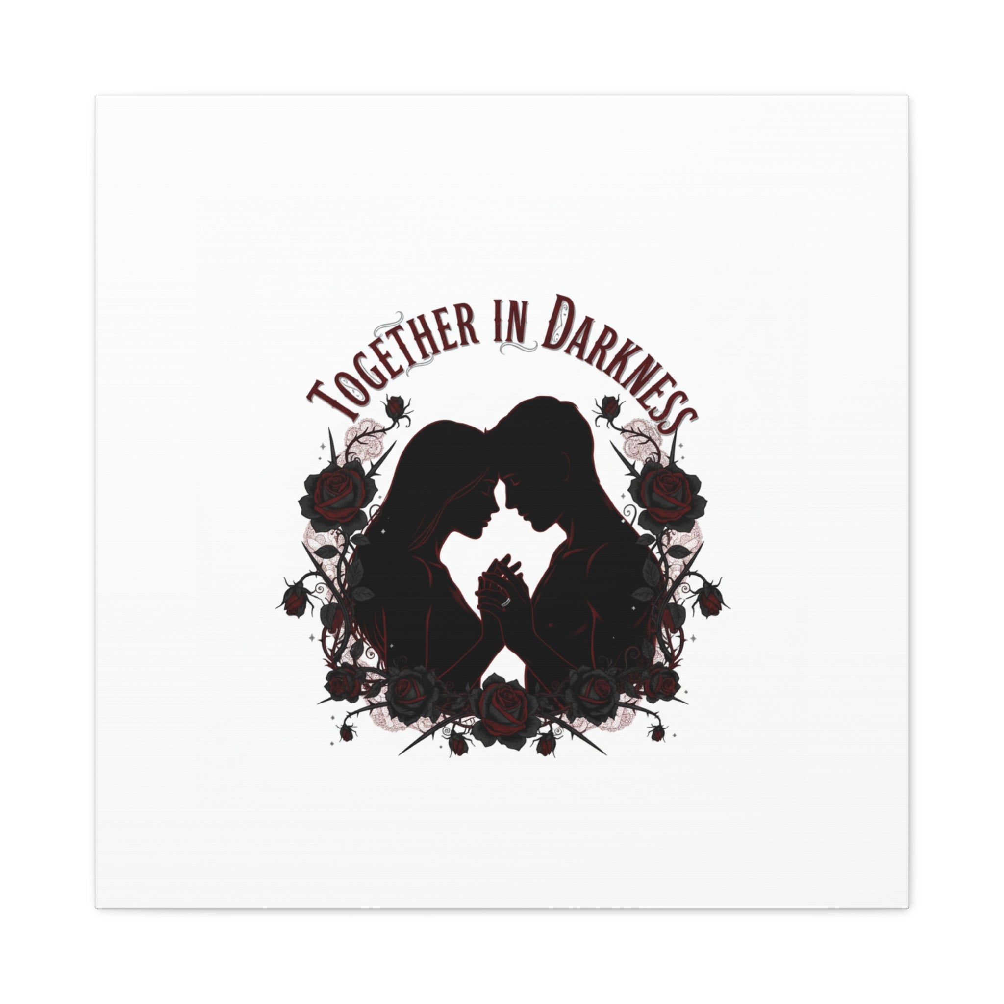 Together in Darkness Canvas, Dark Romance Art Print | Goth Valentine