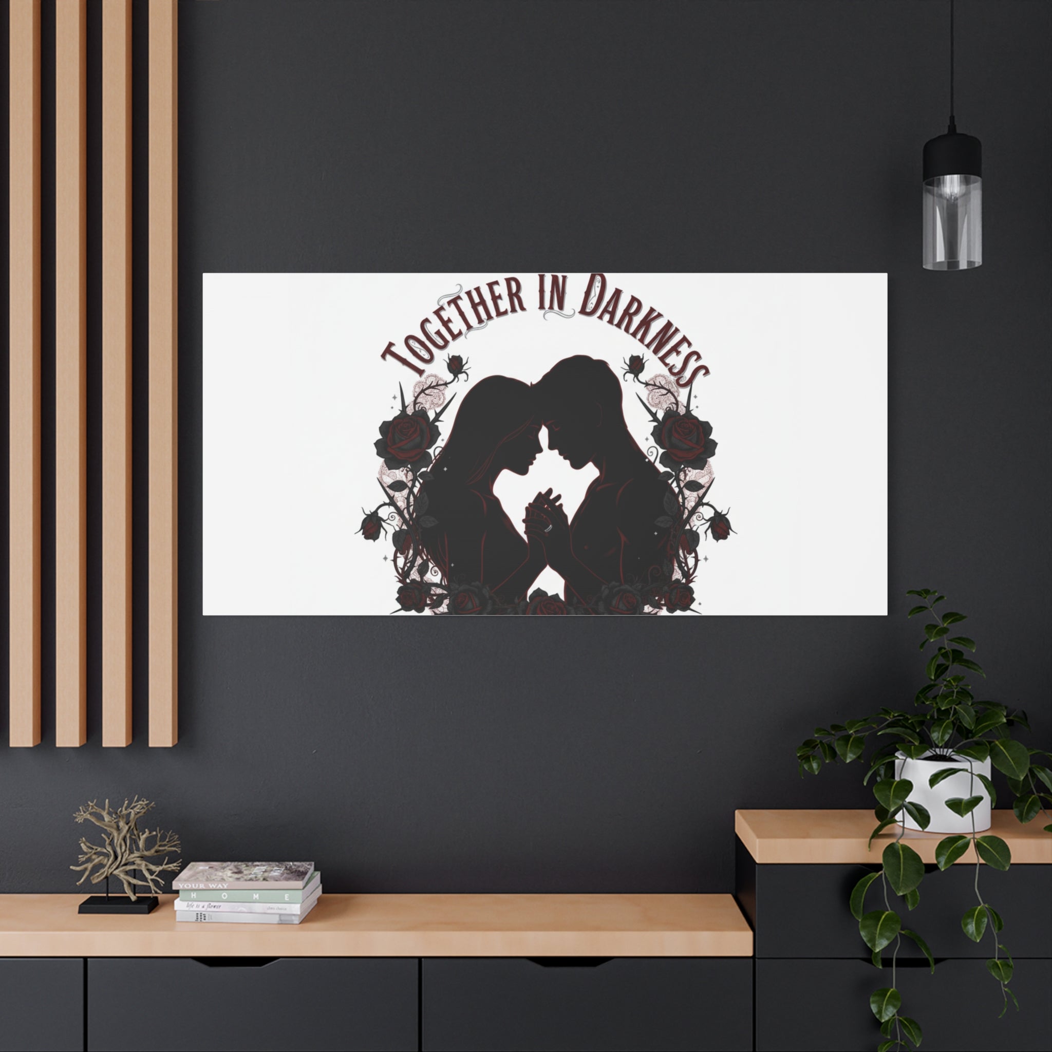 Together in Darkness Canvas, Dark Romance Art Print | Goth Valentine