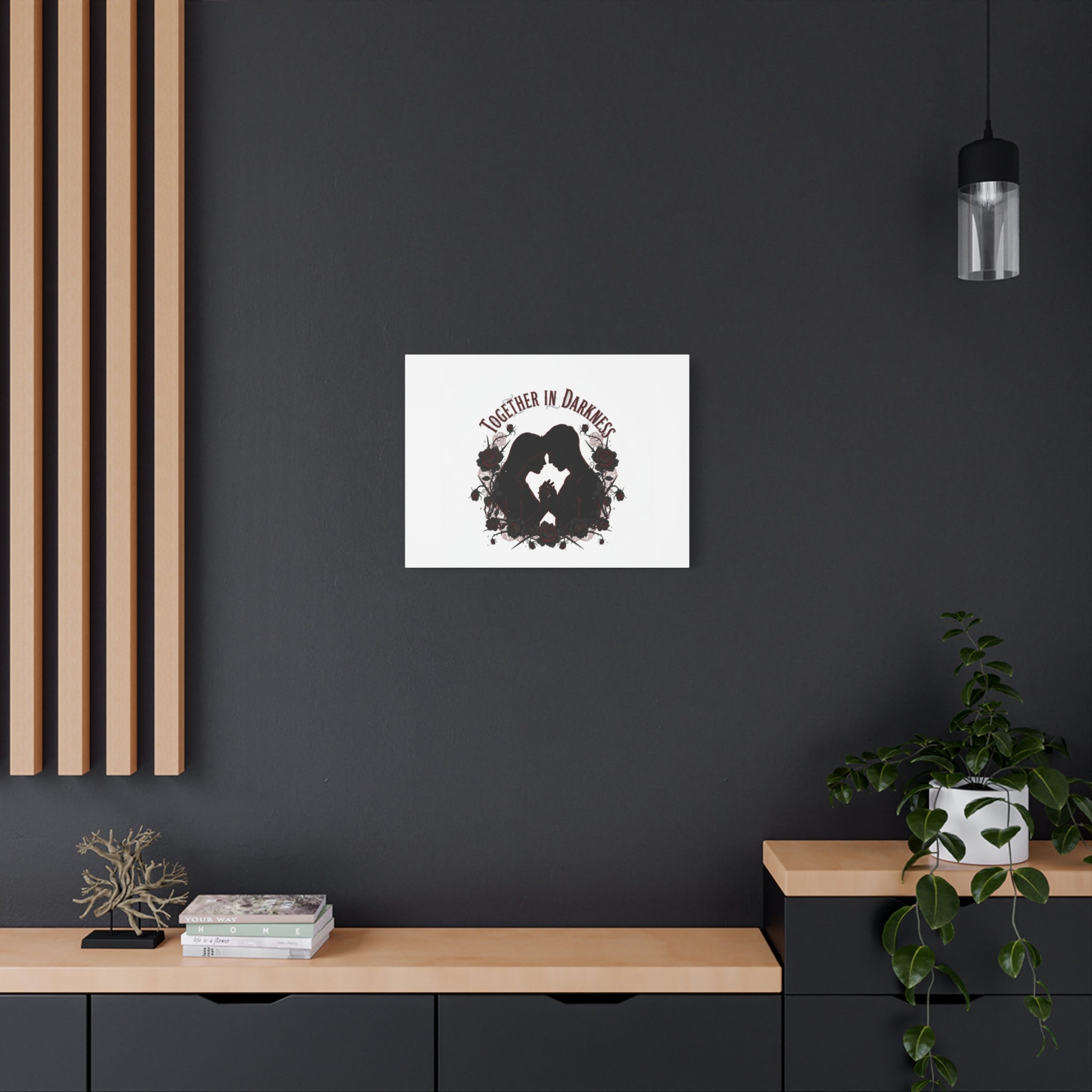 Together in Darkness Canvas, Dark Romance Art Print | Goth Valentine
