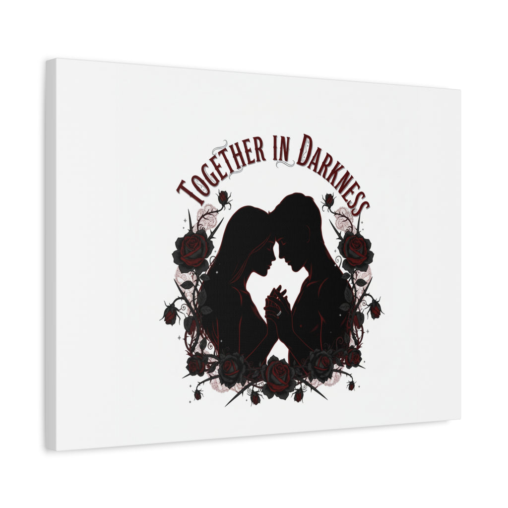 Together in Darkness Canvas, Dark Romance Art Print | Goth Valentine