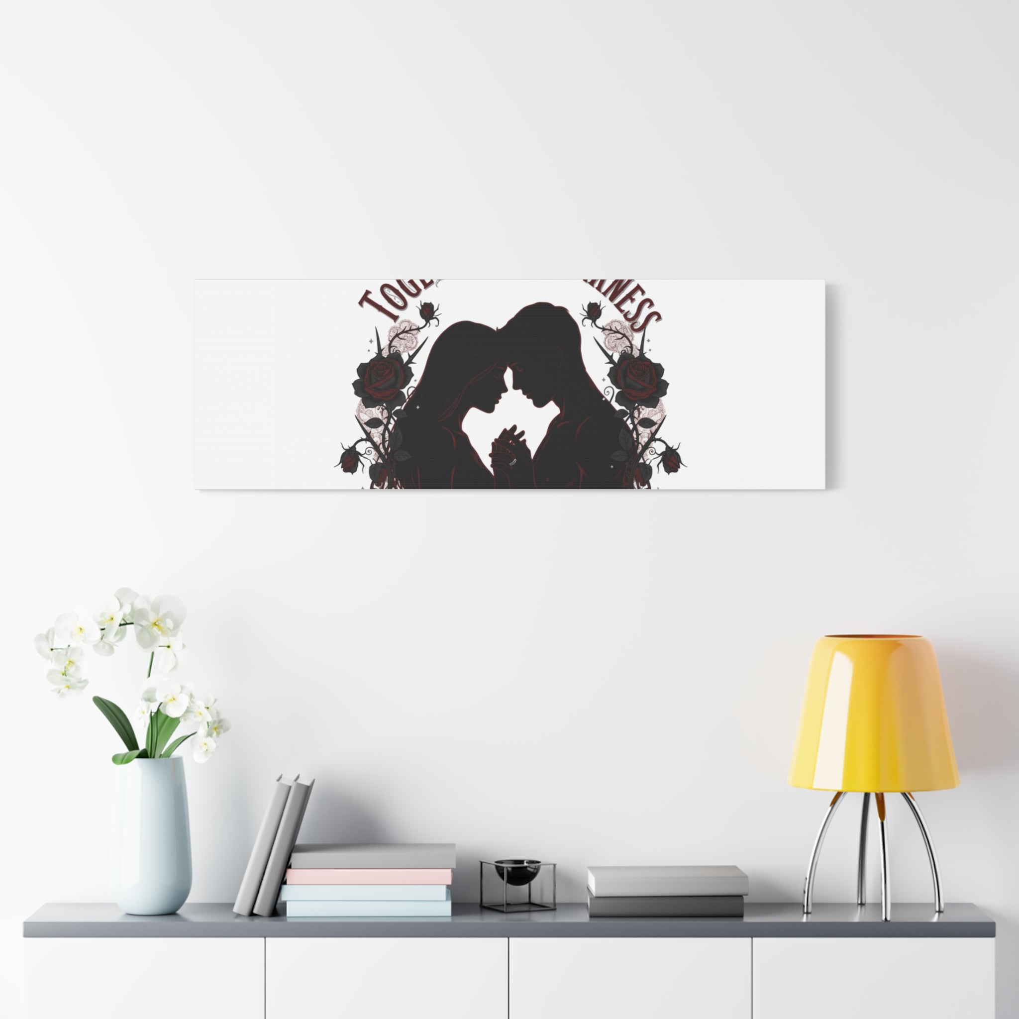 Together in Darkness Canvas, Dark Romance Art Print | Goth Valentine