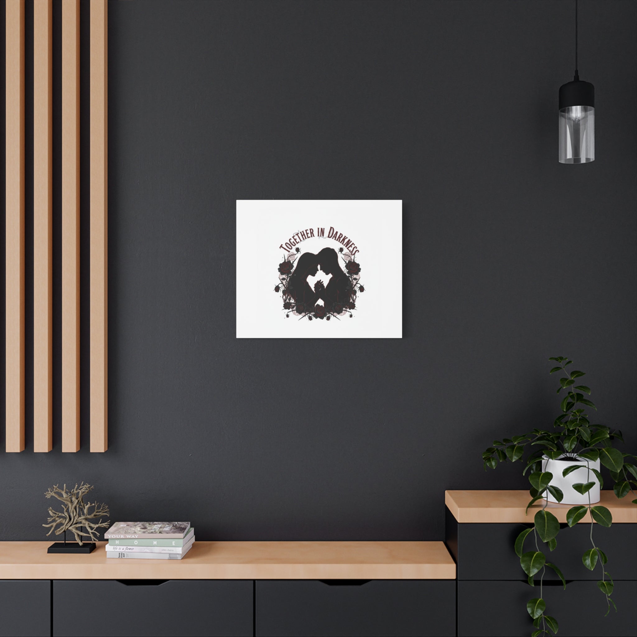 Together in Darkness Canvas, Dark Romance Art Print | Goth Valentine