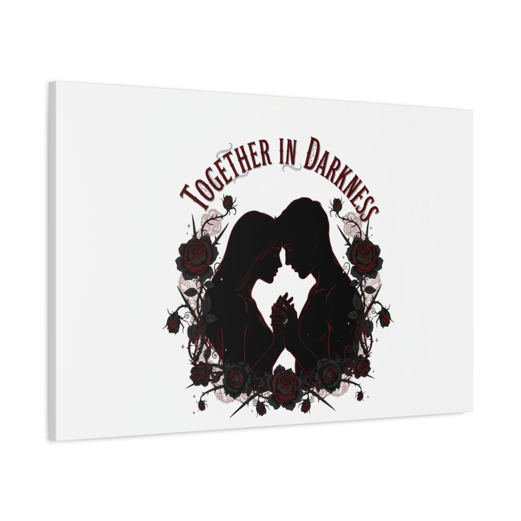 Together in Darkness Canvas, Dark Romance Art Print | Goth Valentine