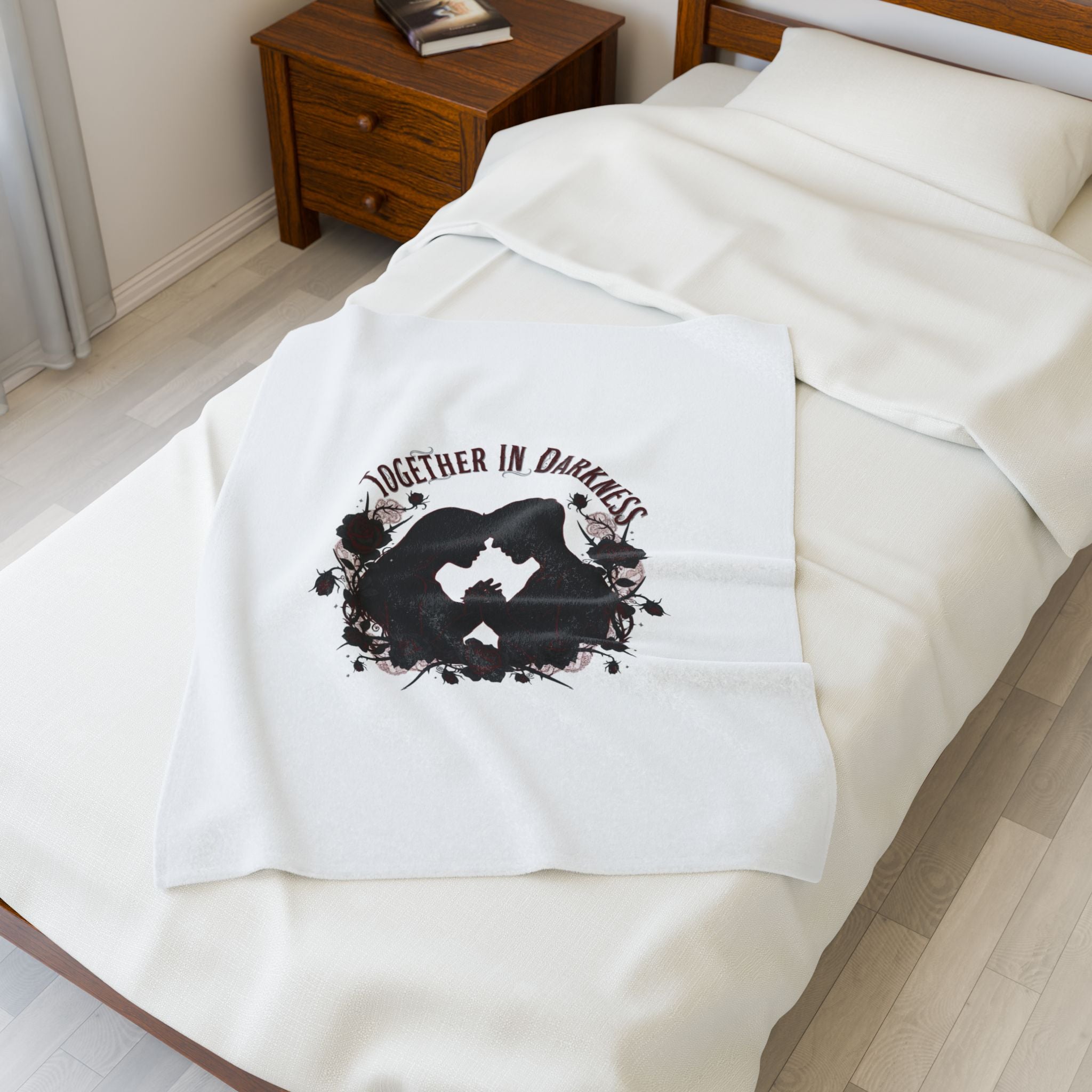 Together in Darkness Velveteen Plush Blanket | goth valentine, dark romance