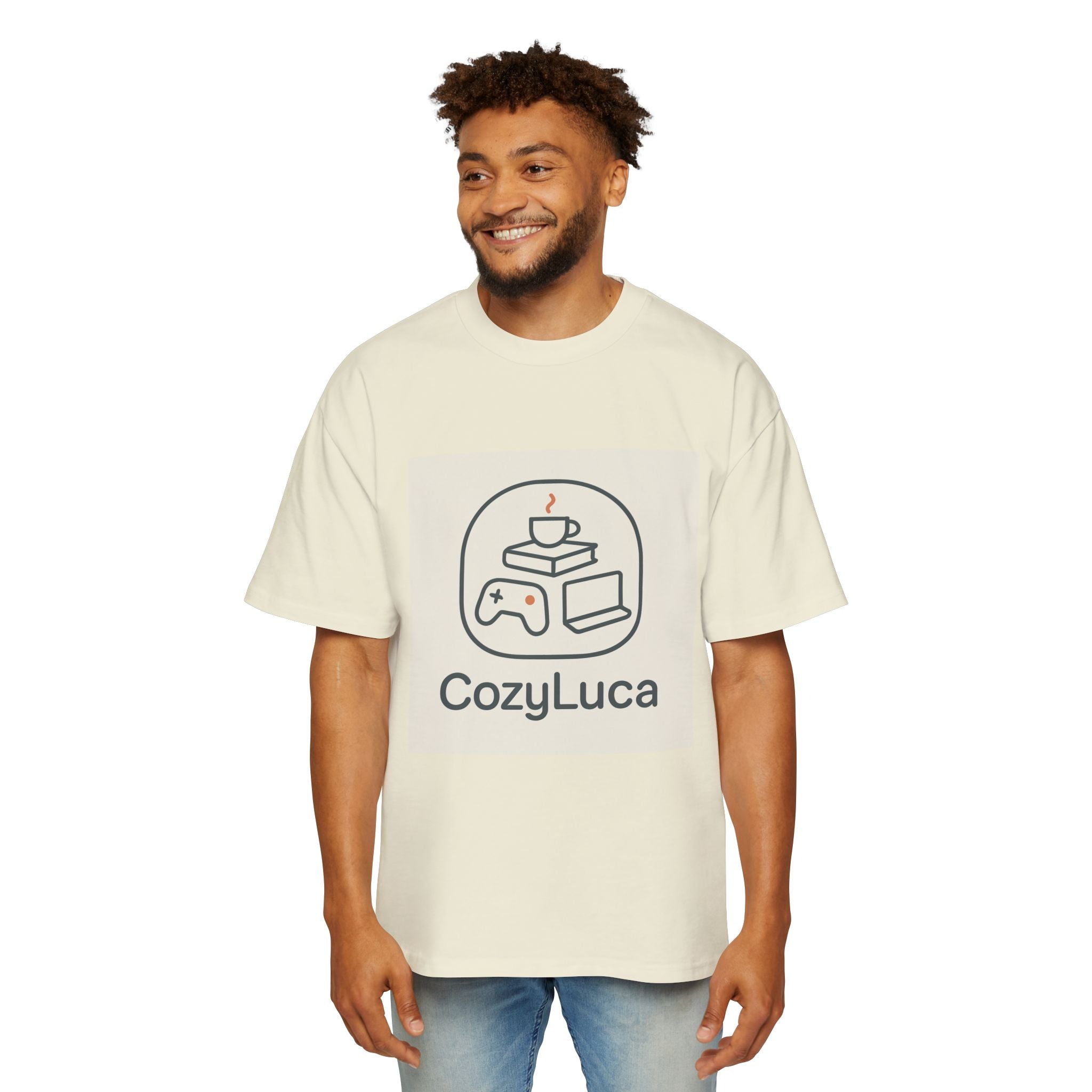 CozyLuca Gaming & Coffee Tee — Casual Oversized Men’s T-Shirt