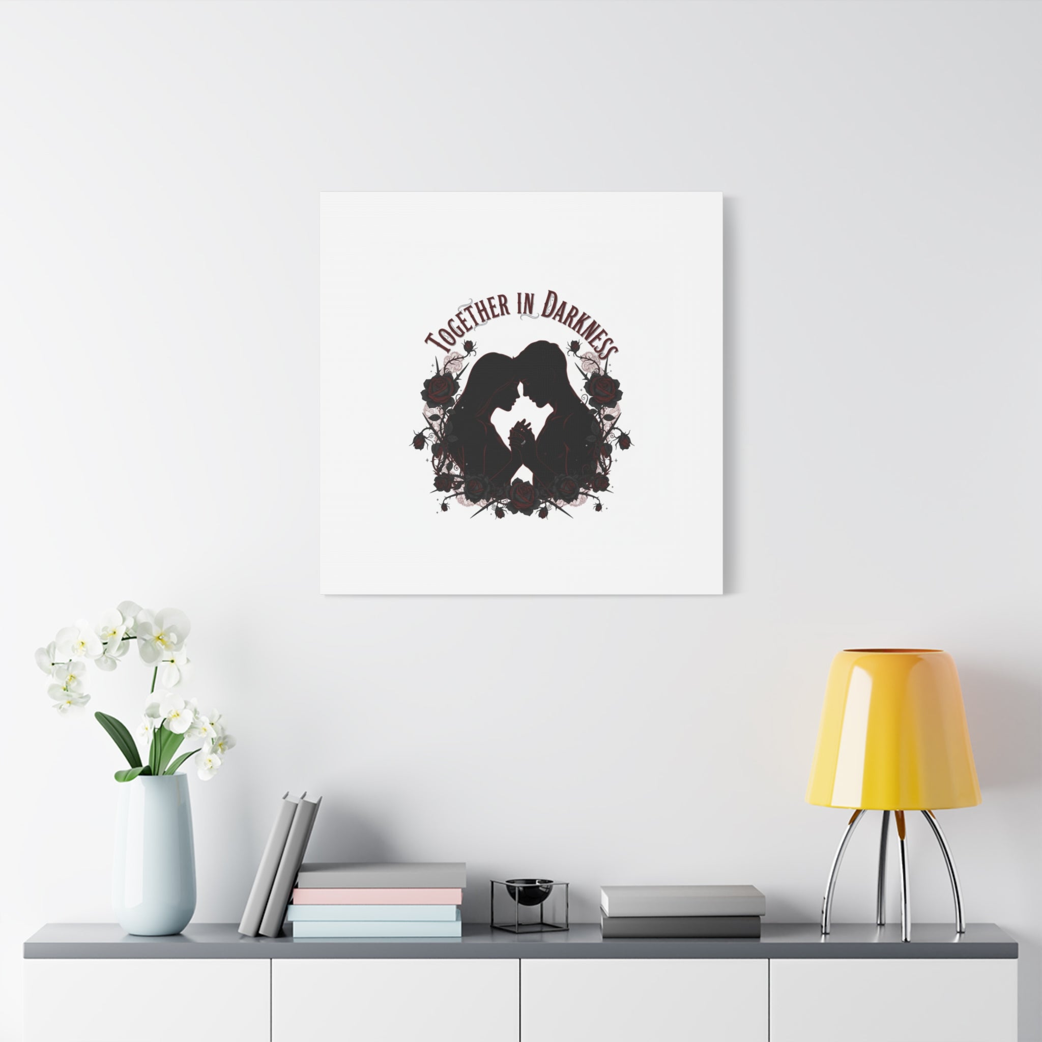Together in Darkness Canvas, Dark Romance Art Print | Goth Valentine