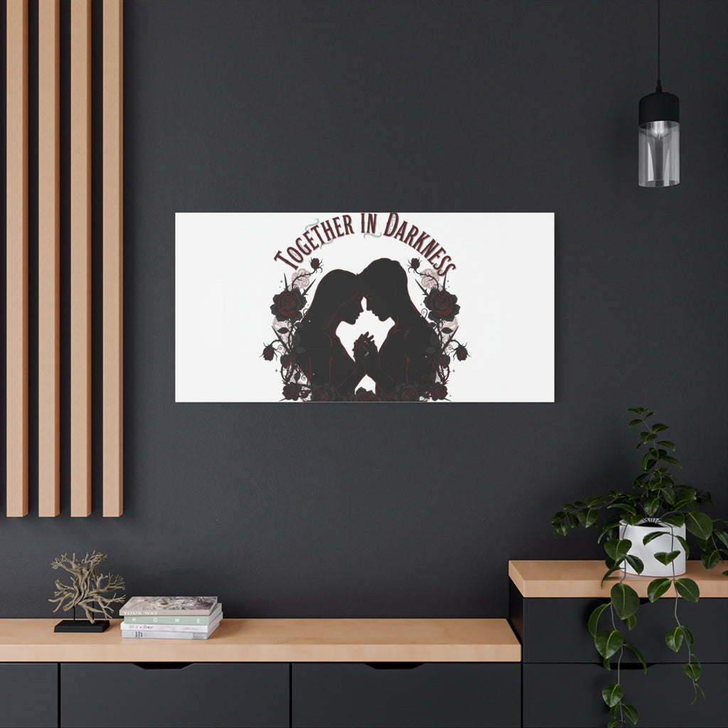 Together in Darkness Canvas, Dark Romance Art Print | Goth Valentine