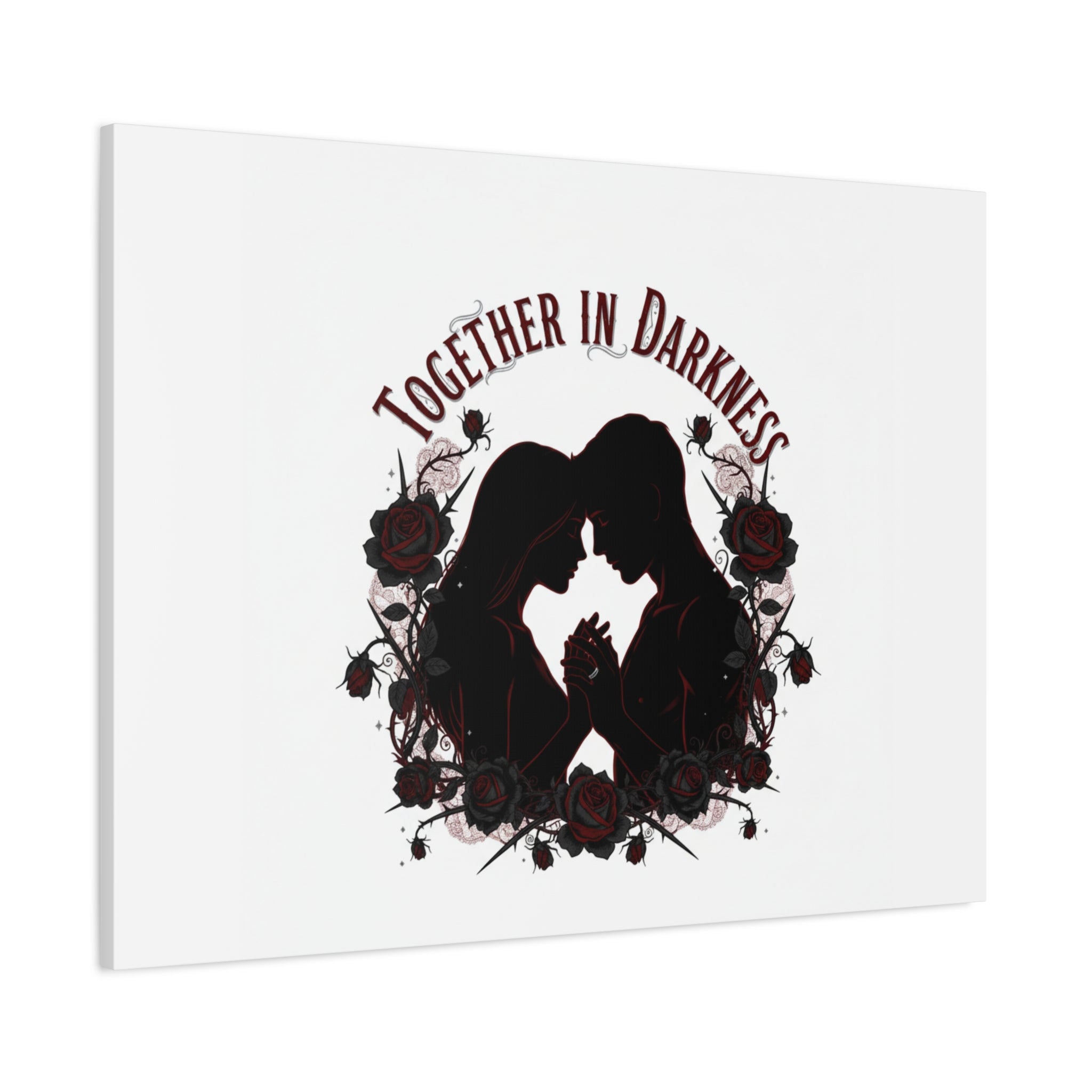 Together in Darkness Canvas, Dark Romance Art Print | Goth Valentine