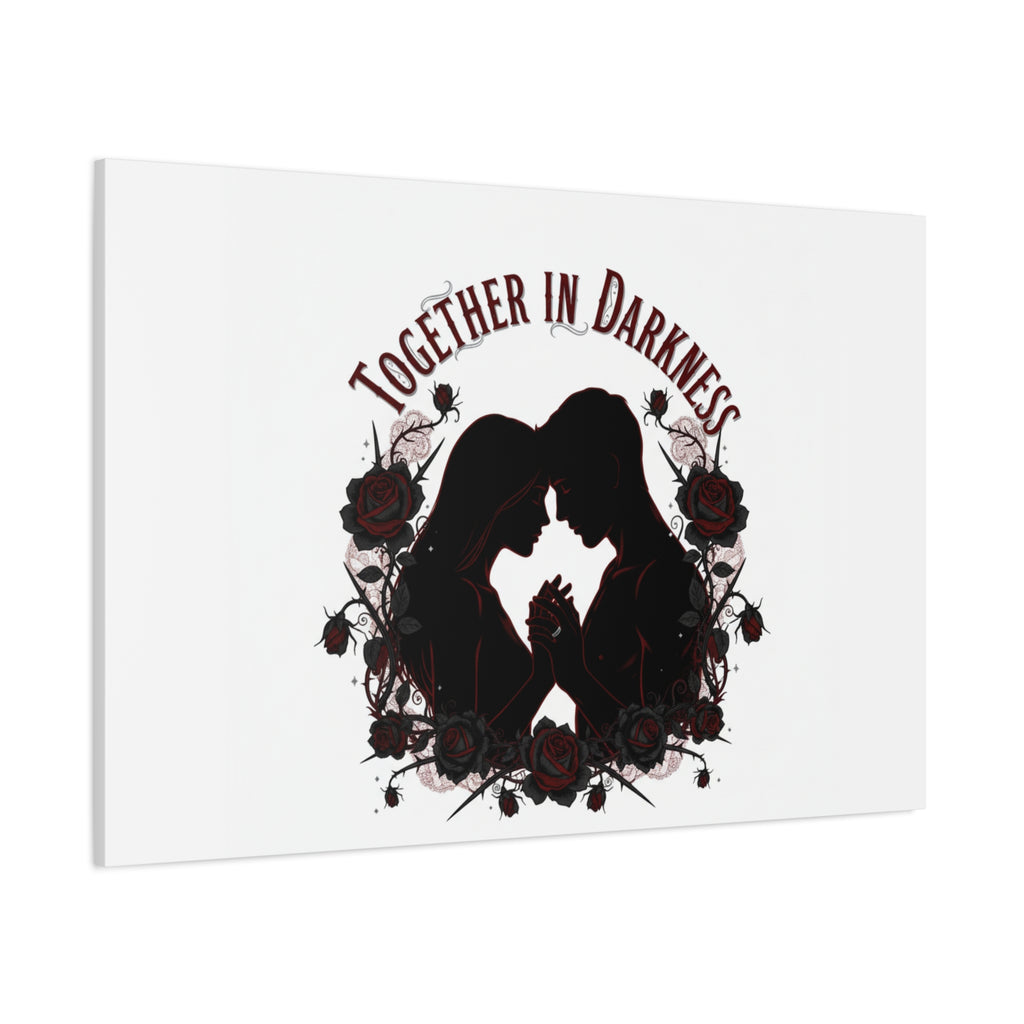 Together in Darkness Canvas, Dark Romance Art Print | Goth Valentine