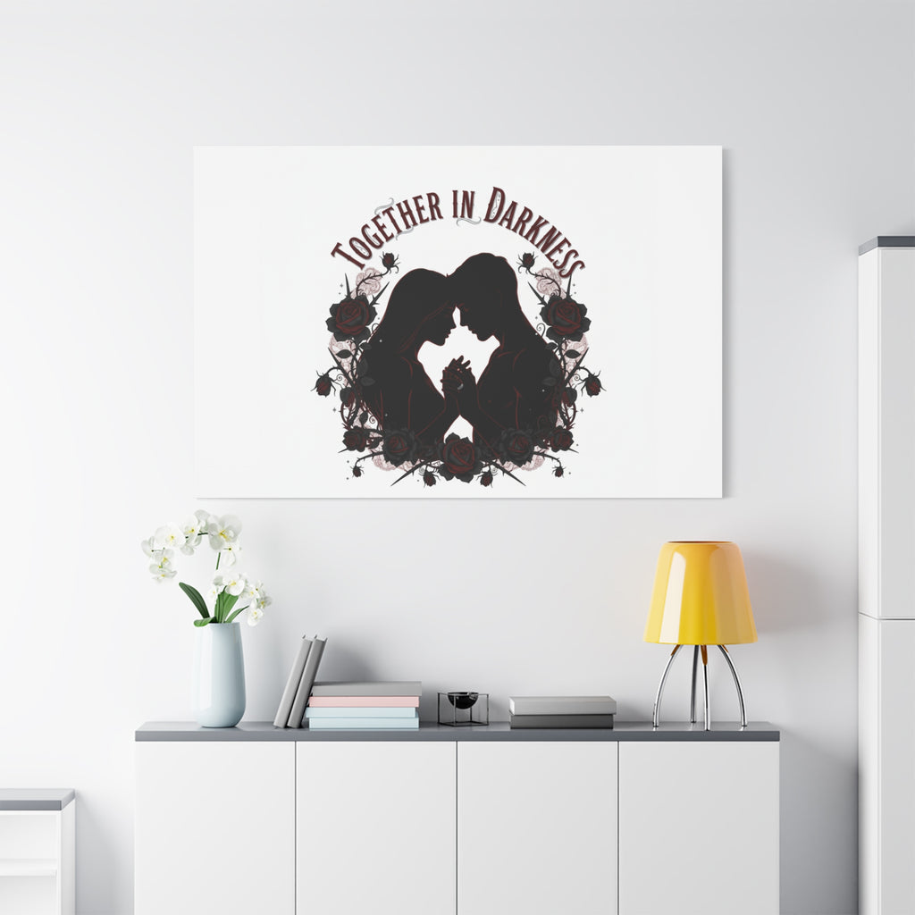 Together in Darkness Canvas, Dark Romance Art Print | Goth Valentine