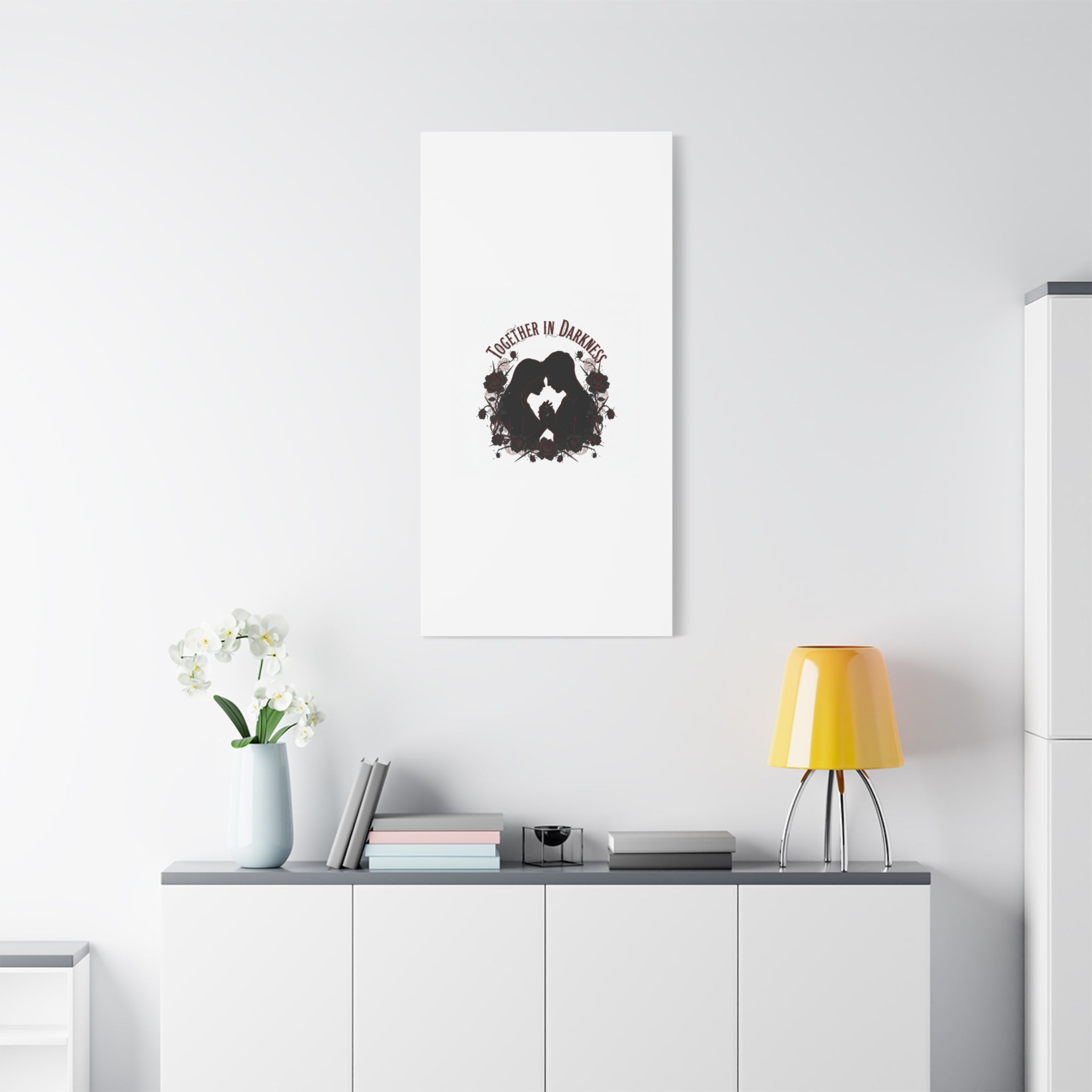 Together in Darkness Canvas, Dark Romance Art Print | Goth Valentine