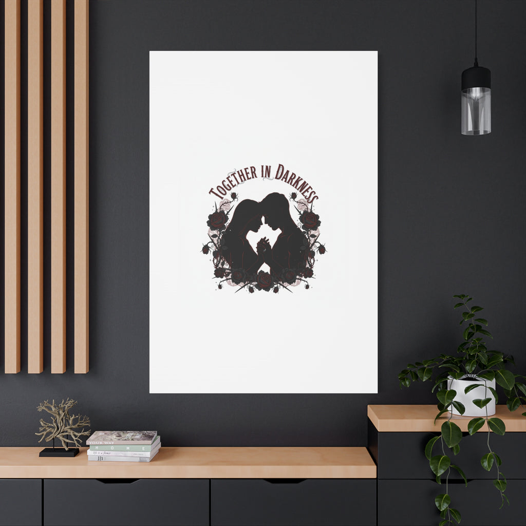 Together in Darkness Canvas, Dark Romance Art Print | Goth Valentine