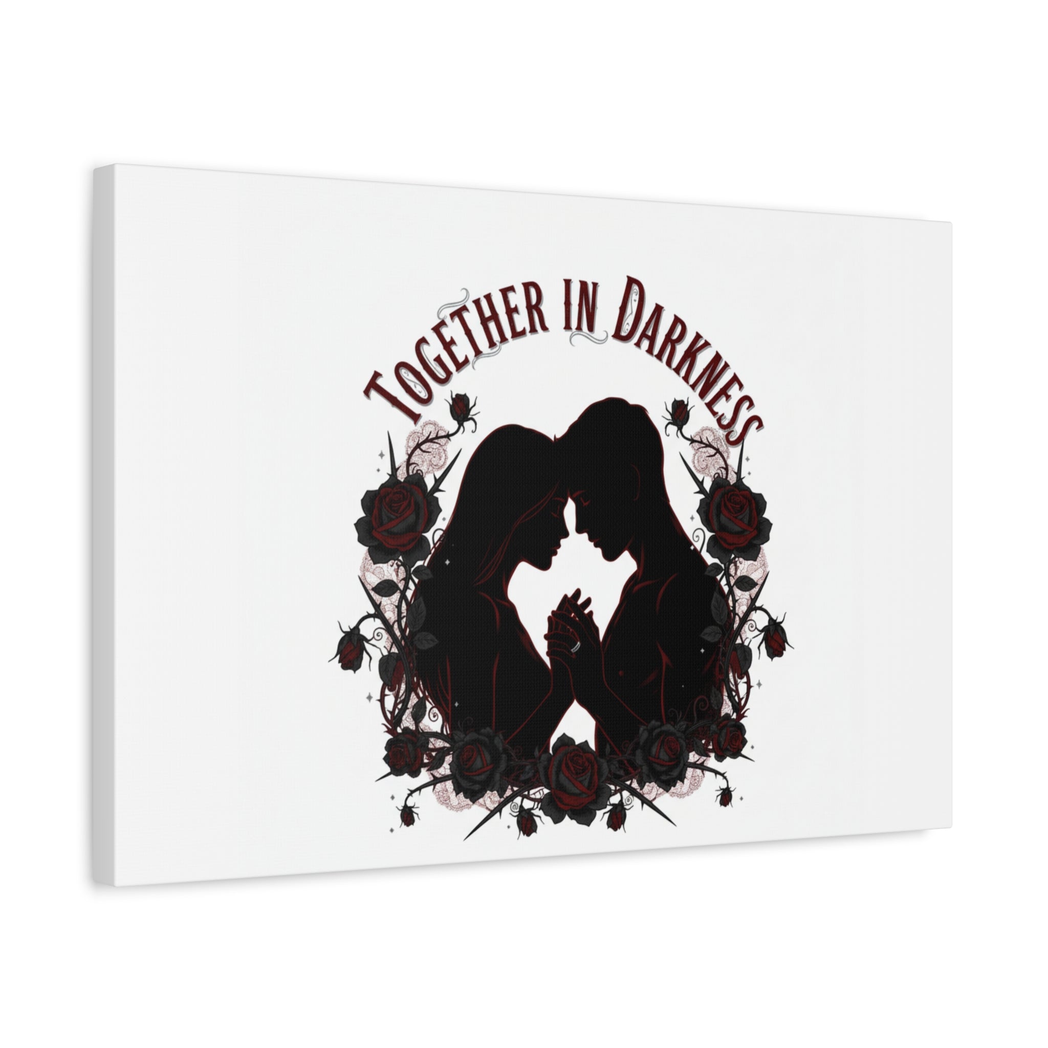 Together in Darkness Canvas, Dark Romance Art Print | Goth Valentine