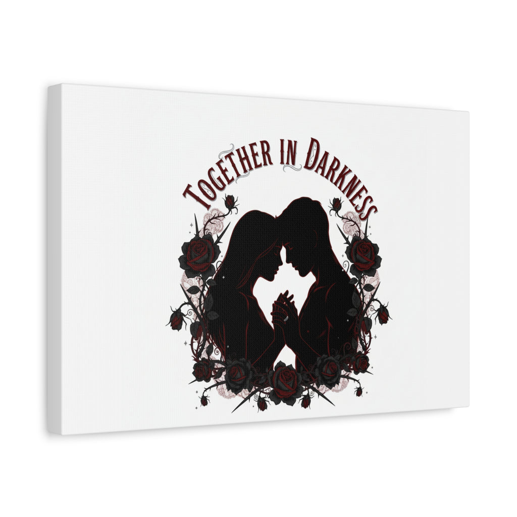 Together in Darkness Canvas, Dark Romance Art Print | Goth Valentine