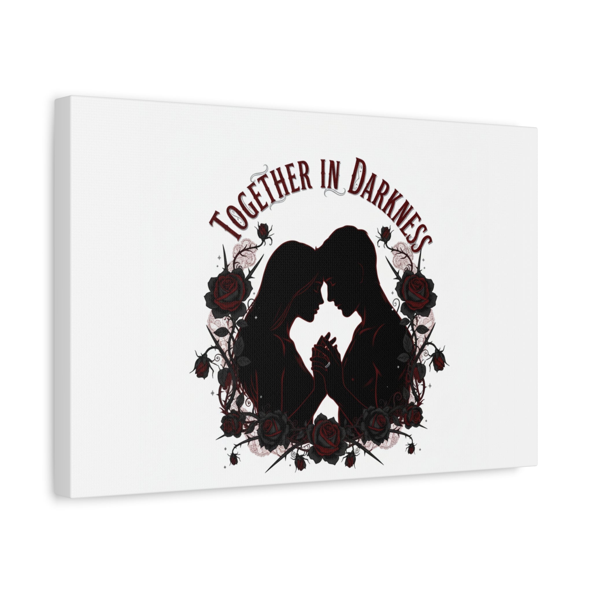 Together in Darkness Canvas, Dark Romance Art Print | Goth Valentine