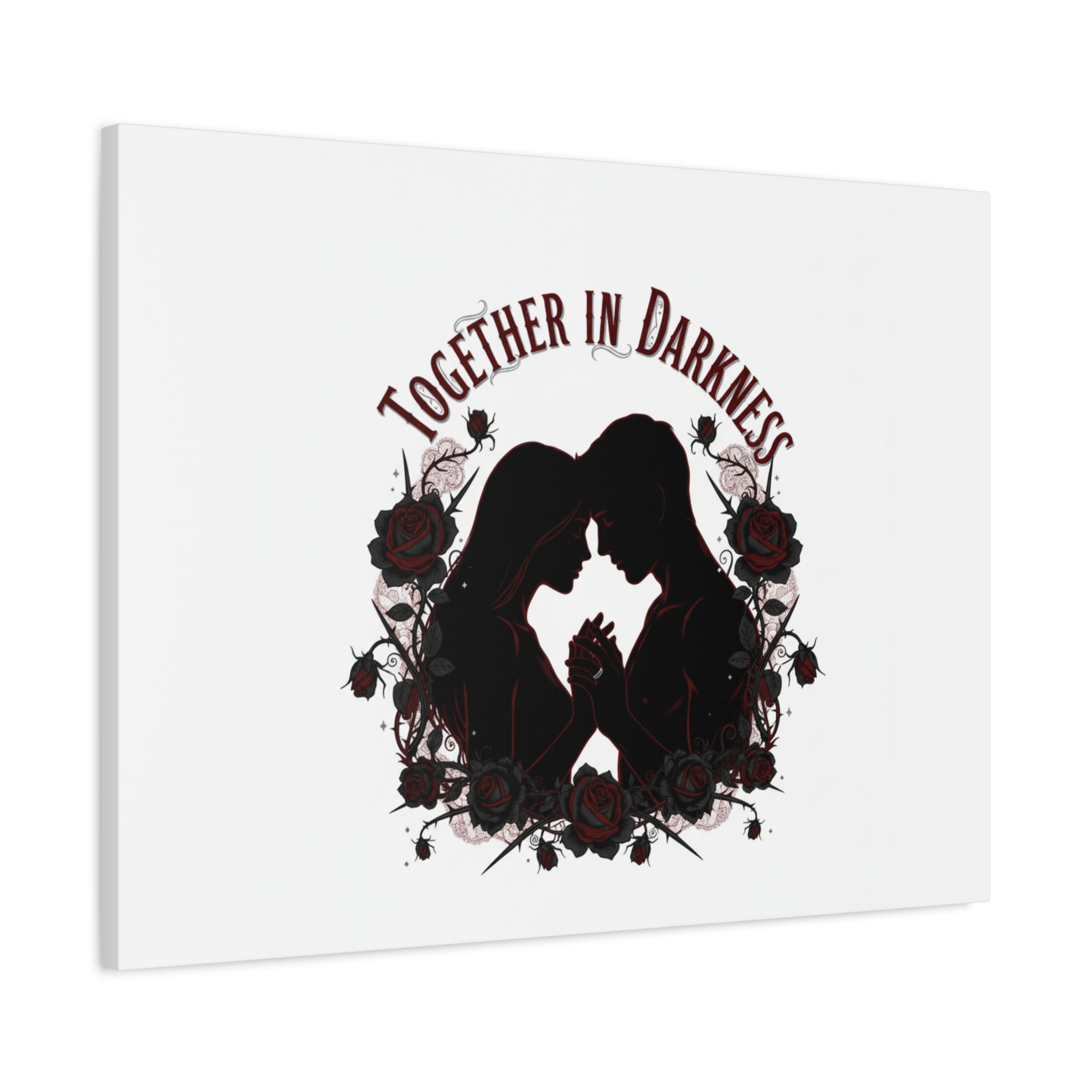 Together in Darkness Canvas, Dark Romance Art Print | Goth Valentine