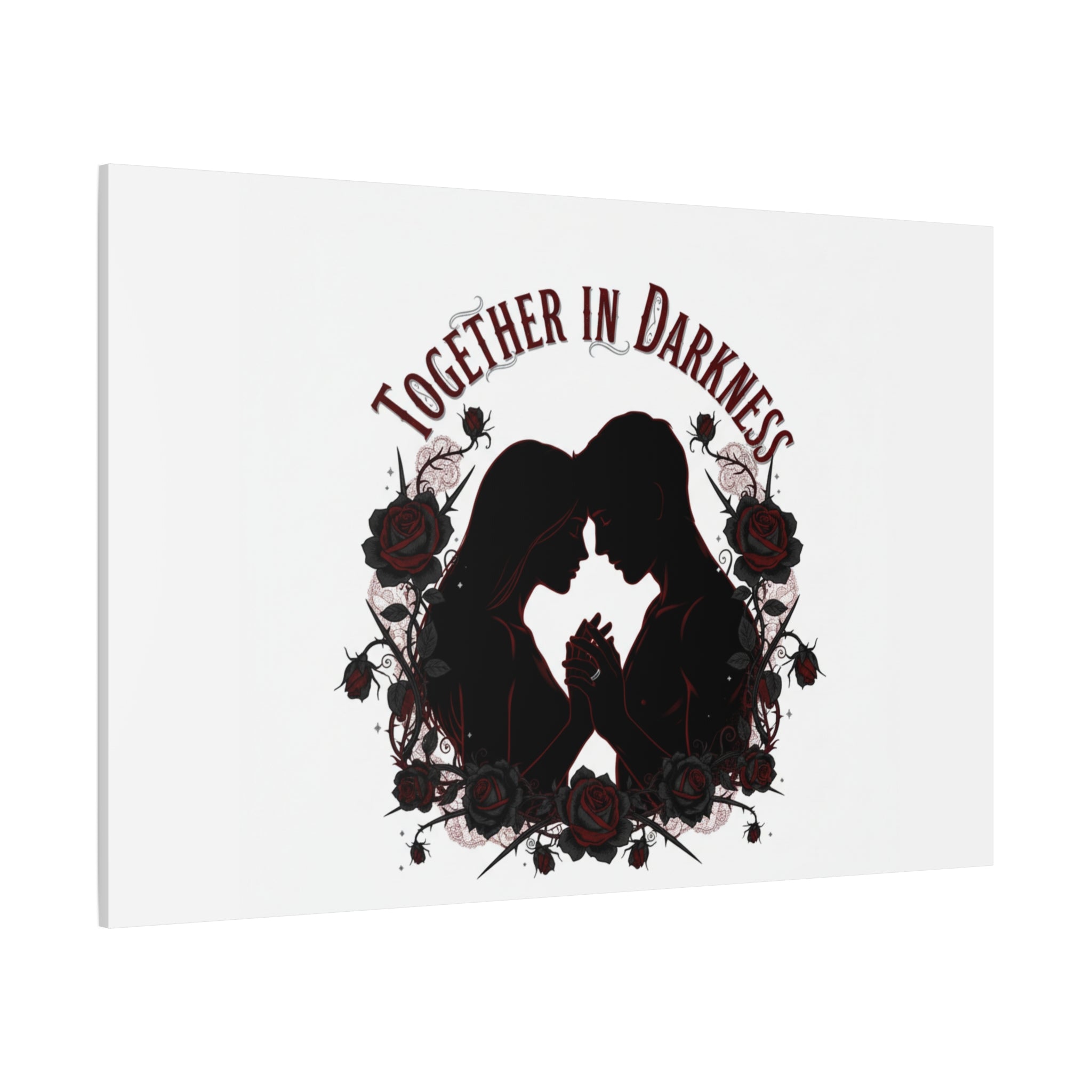 Together in Darkness Canvas, Dark Romance Art Print | Goth Valentine