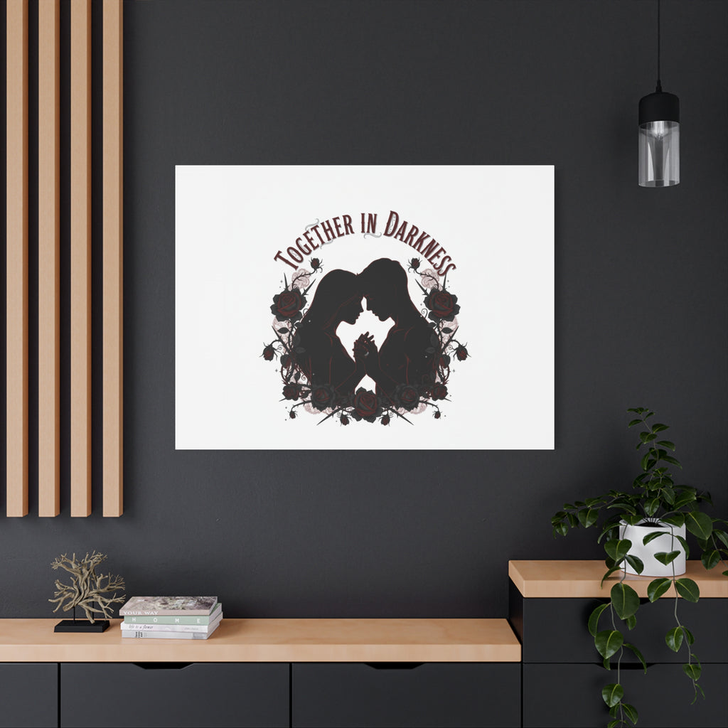 Together in Darkness Canvas, Dark Romance Art Print | Goth Valentine