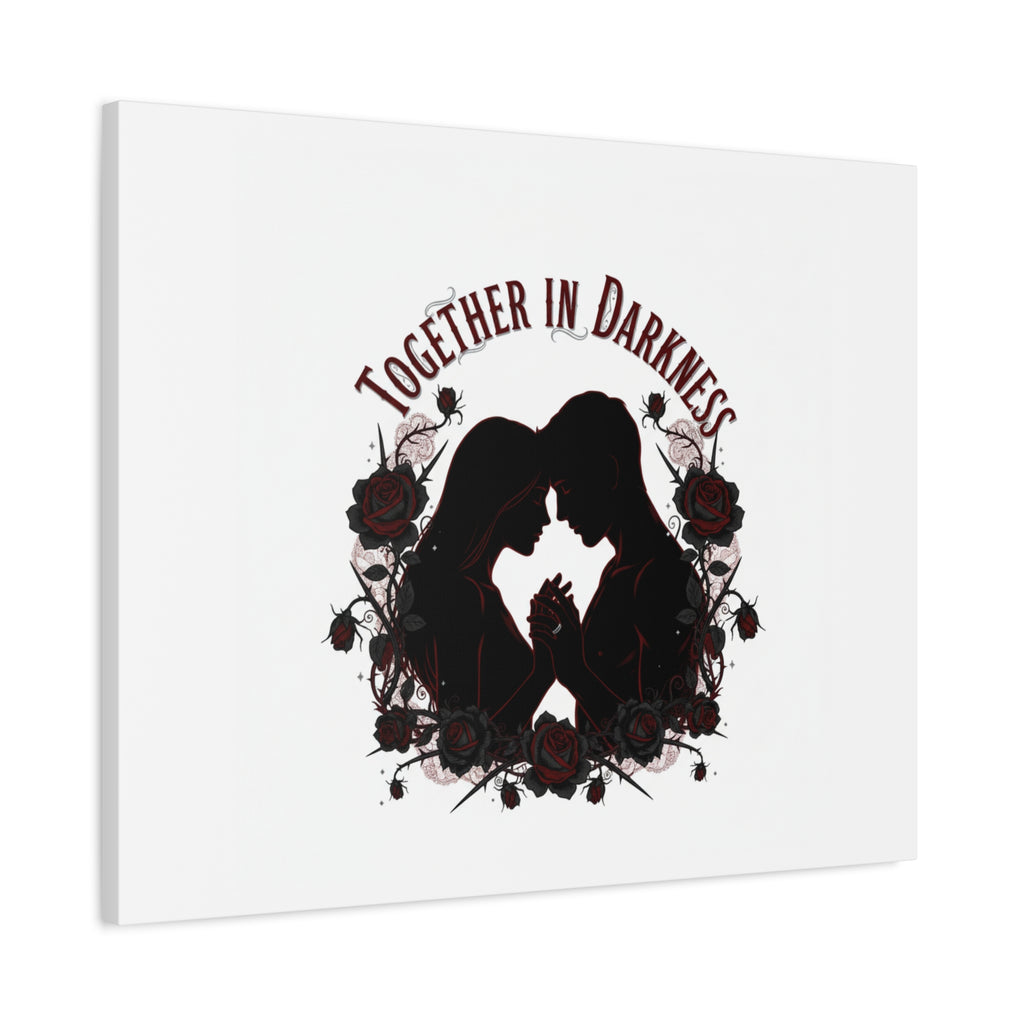 Together in Darkness Canvas, Dark Romance Art Print | Goth Valentine