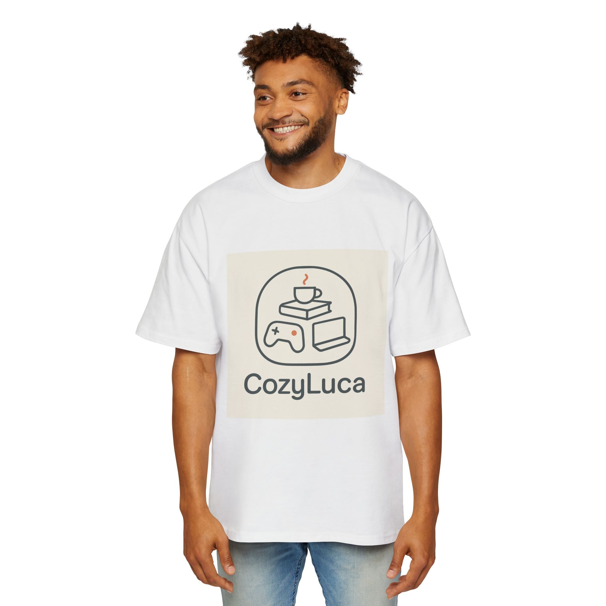 CozyLuca Gaming & Coffee Tee — Casual Oversized Men’s T-Shirt