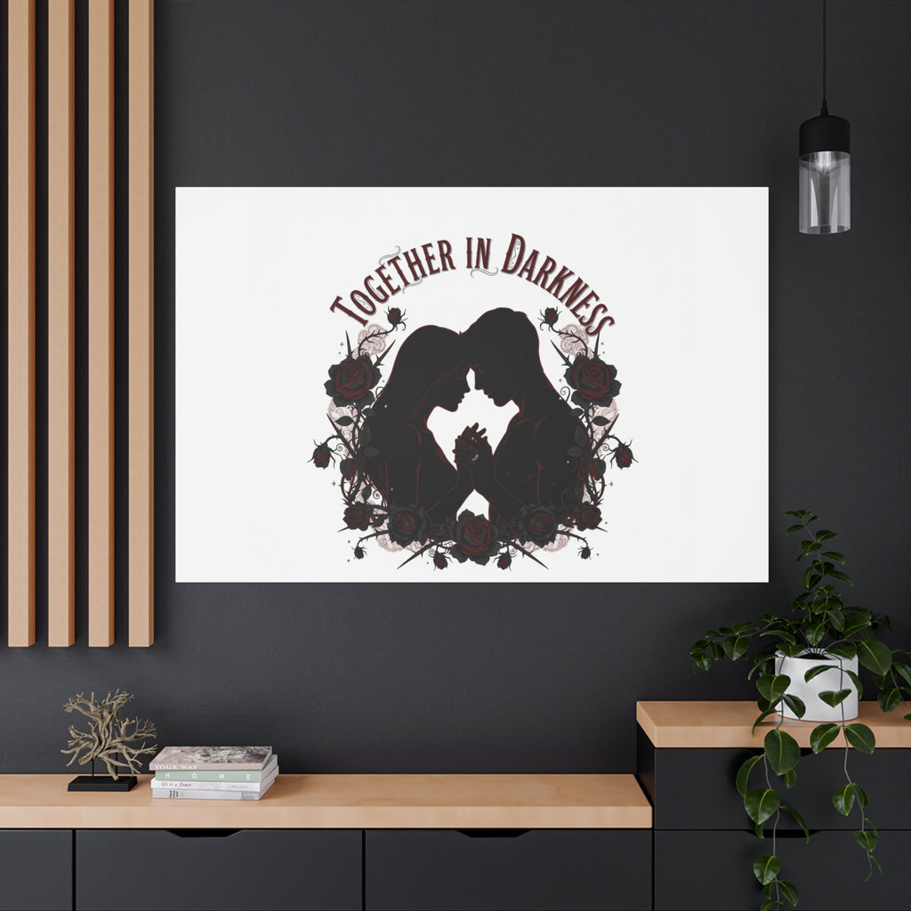 Together in Darkness Canvas, Dark Romance Art Print | Goth Valentine
