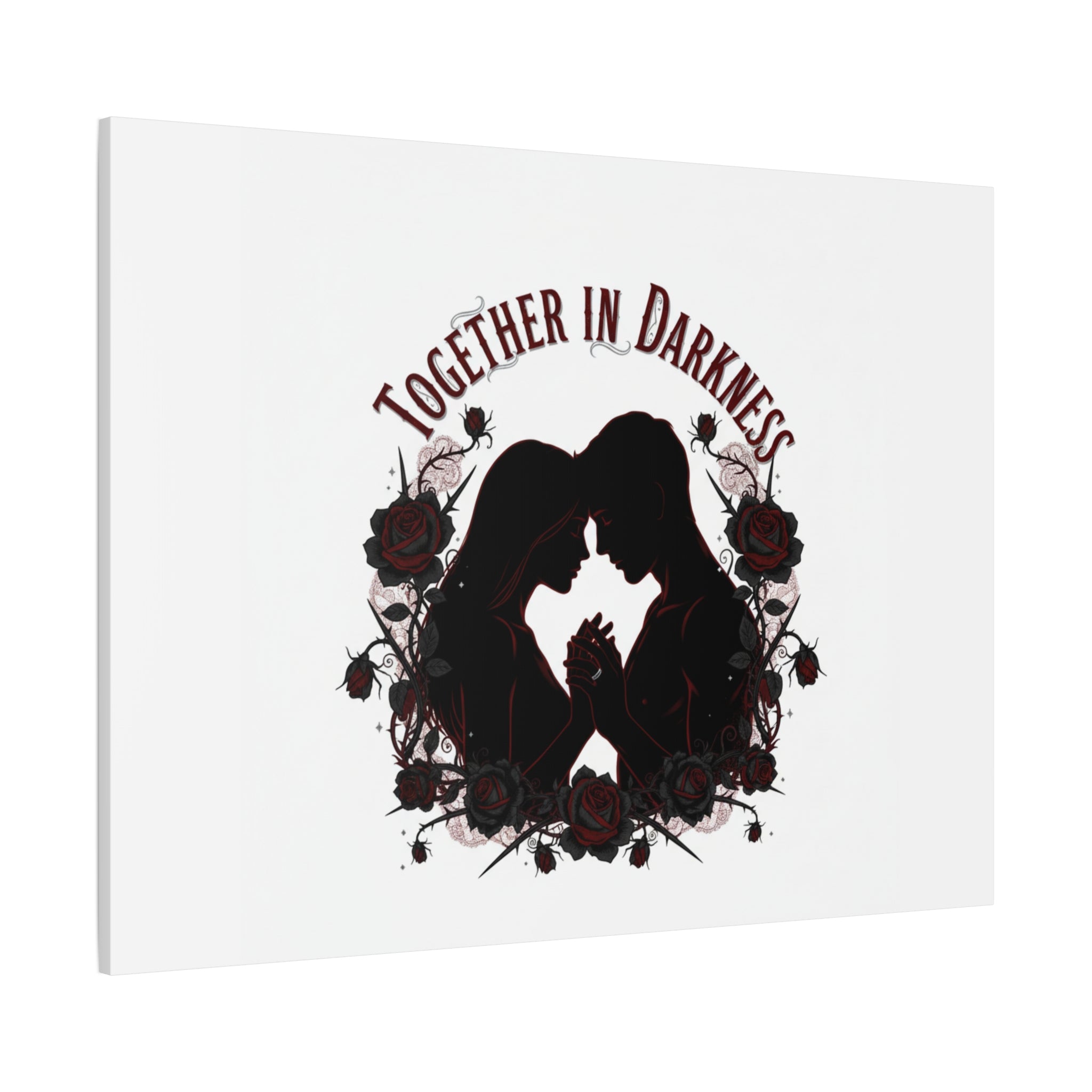 Together in Darkness Canvas, Dark Romance Art Print | Goth Valentine