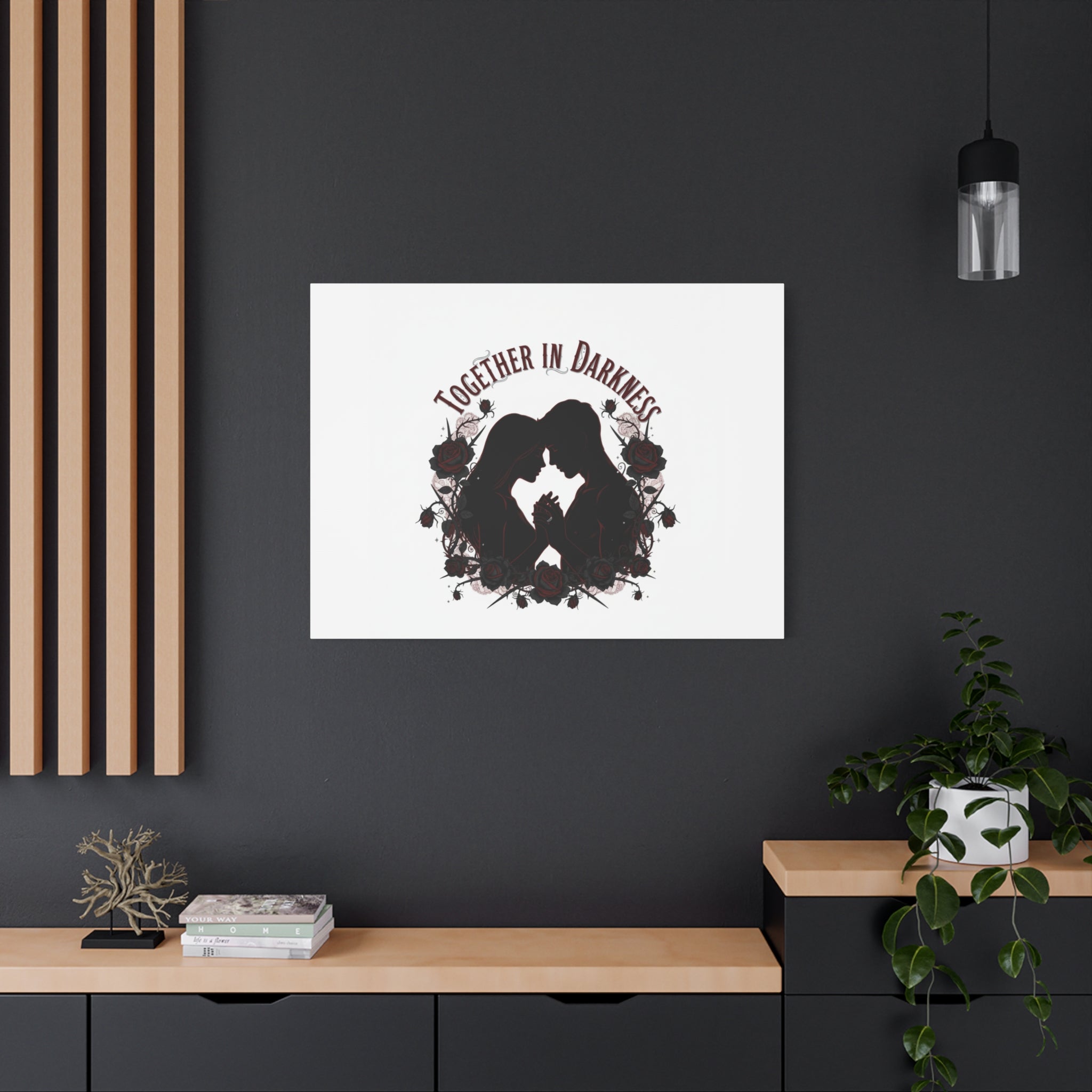 Together in Darkness Canvas, Dark Romance Art Print | Goth Valentine