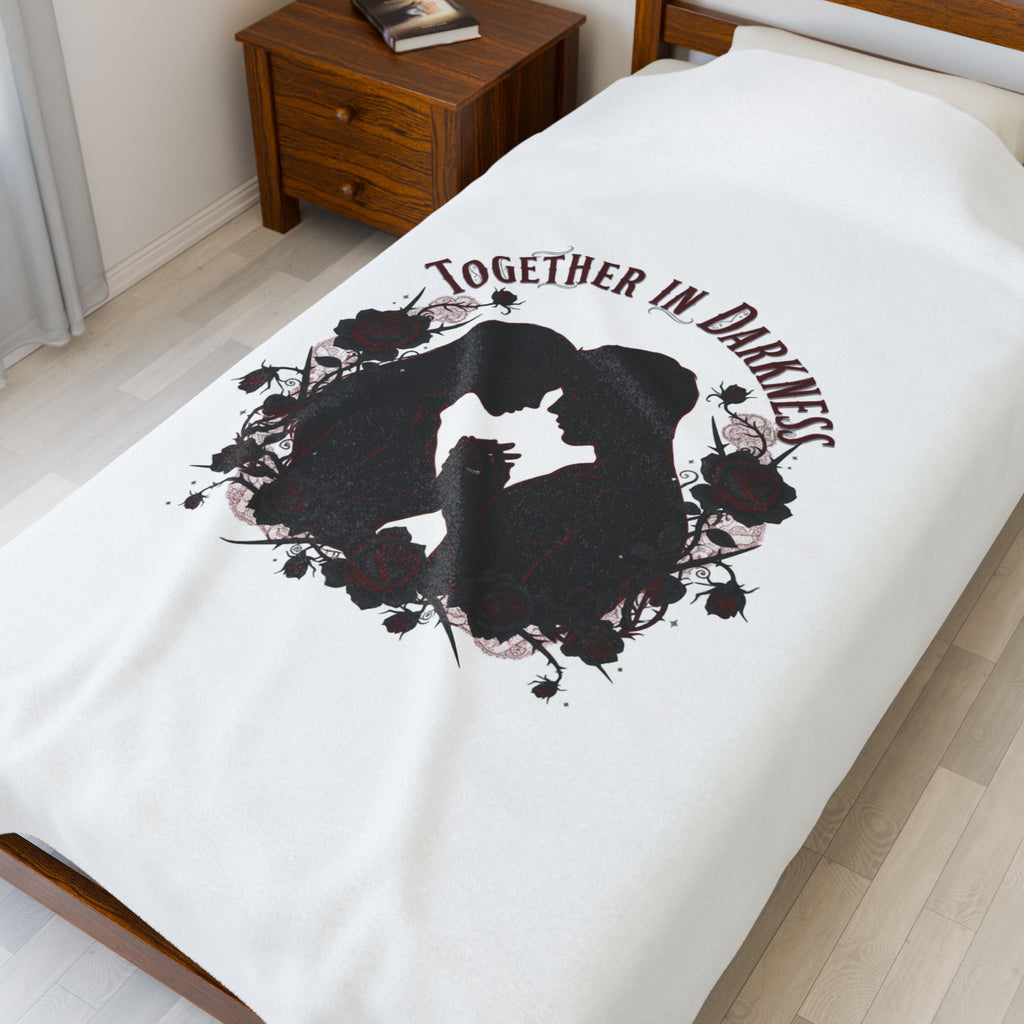 Together in Darkness Velveteen Plush Blanket | goth valentine, dark romance