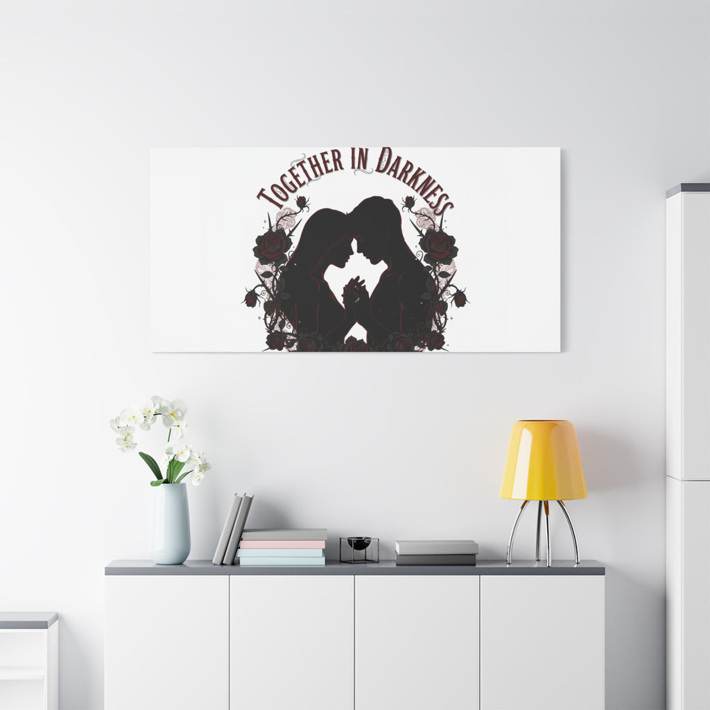 Together in Darkness Canvas, Dark Romance Art Print | Goth Valentine
