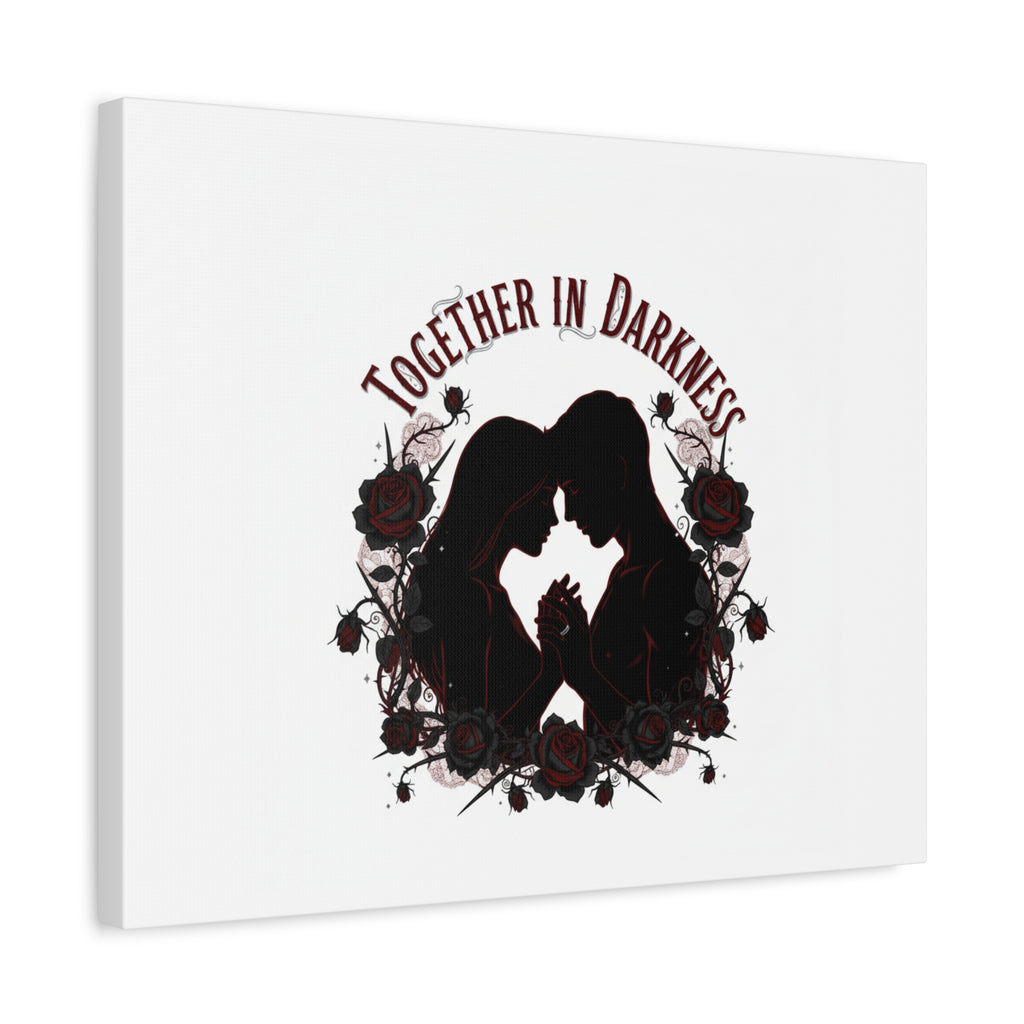 Together in Darkness Canvas, Dark Romance Art Print | Goth Valentine