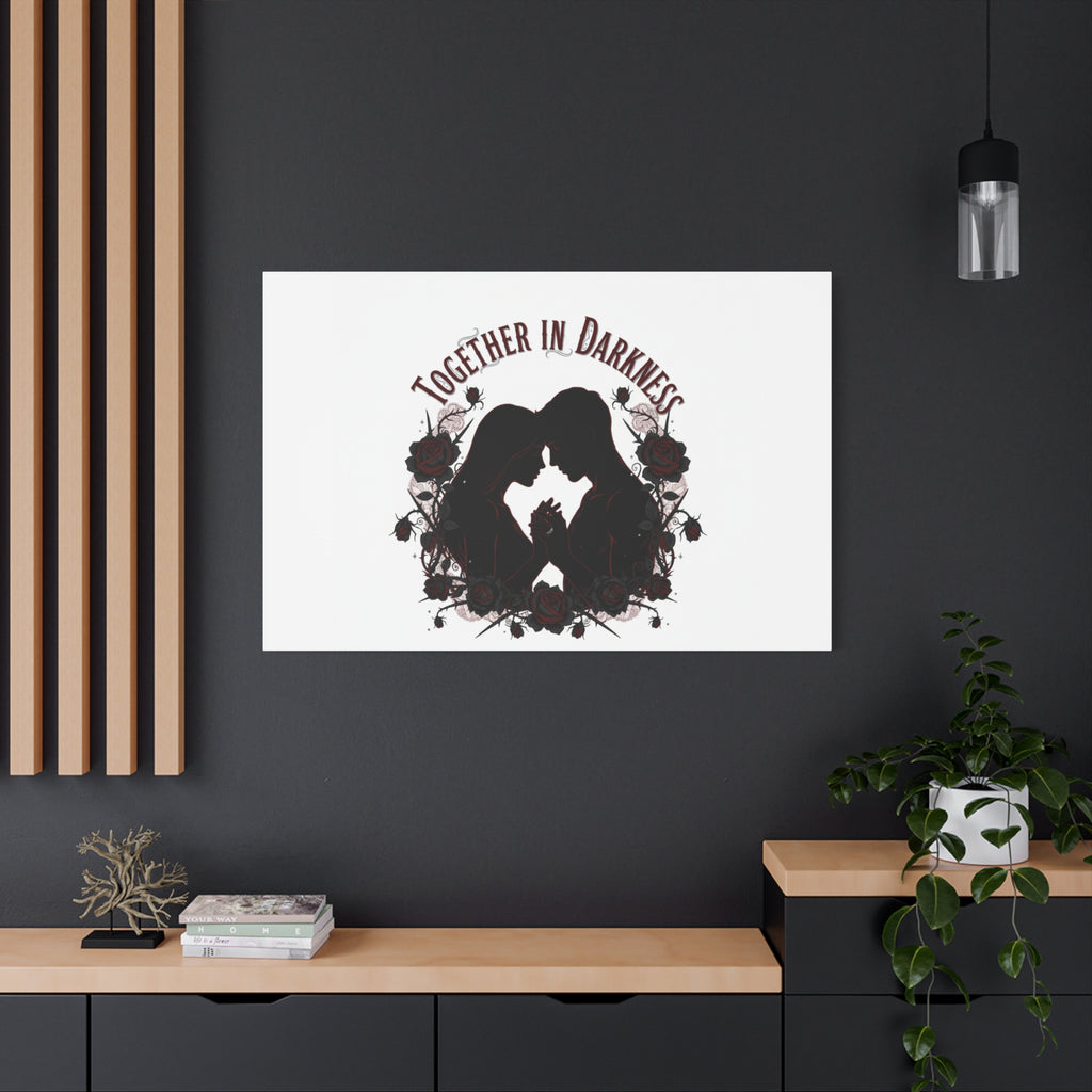 Together in Darkness Canvas, Dark Romance Art Print | Goth Valentine