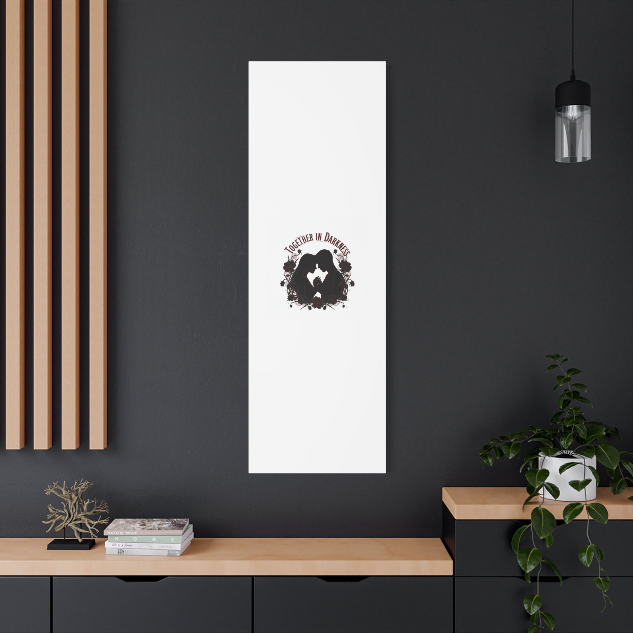 Together in Darkness Canvas, Dark Romance Art Print | Goth Valentine