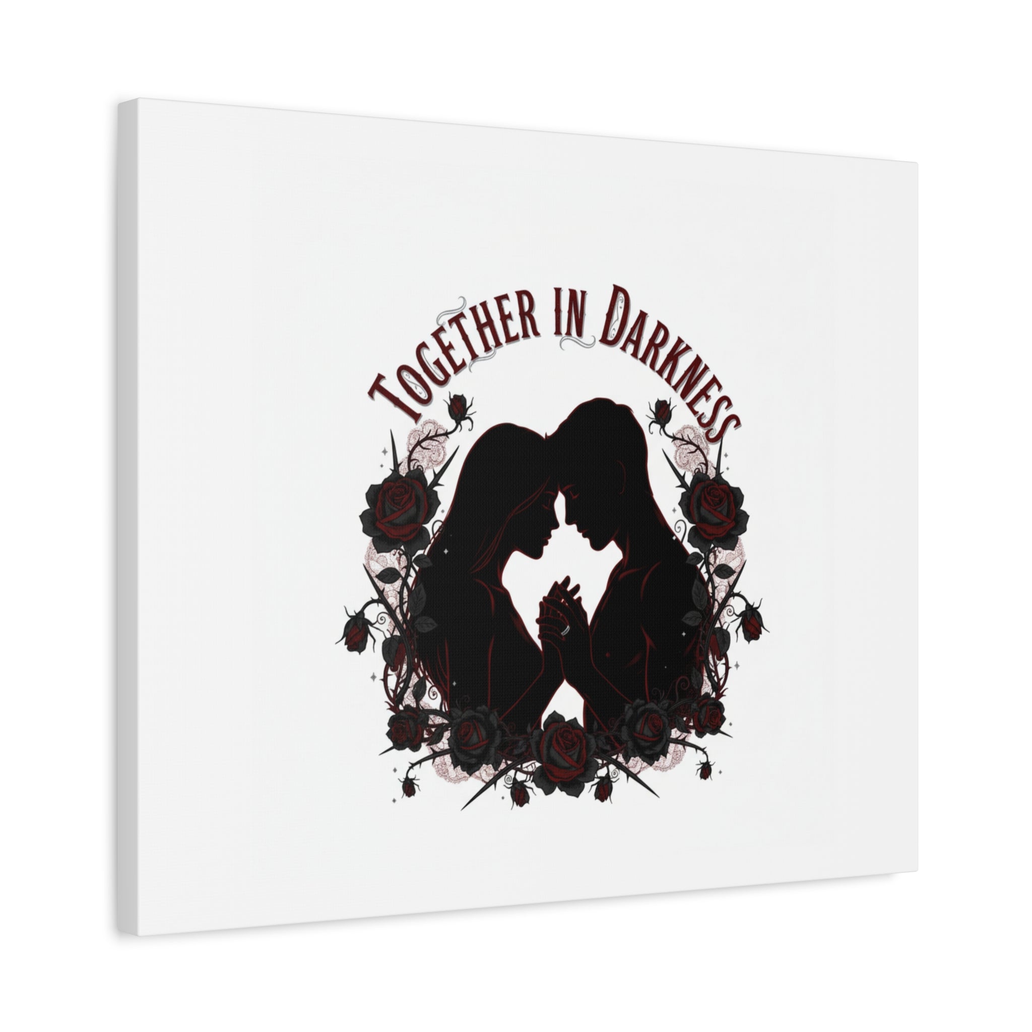 Together in Darkness Canvas, Dark Romance Art Print | Goth Valentine