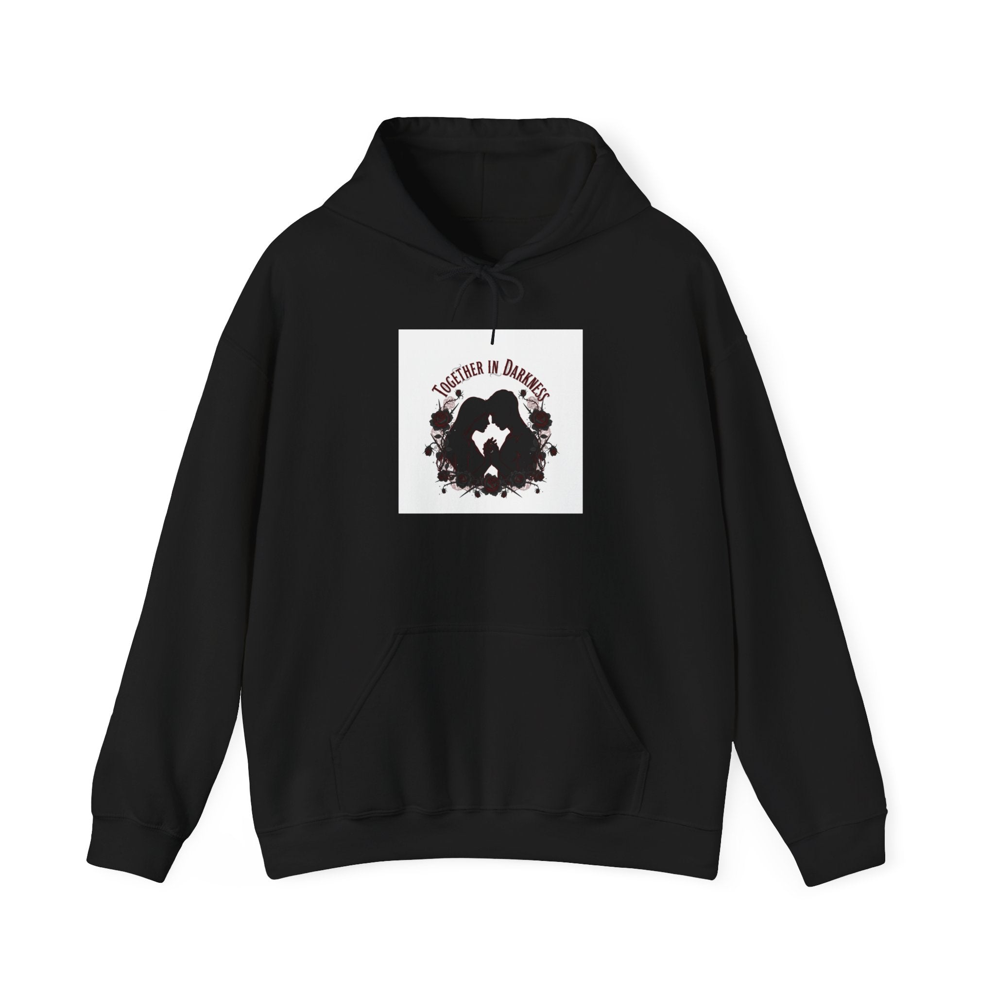 Goth Valentine Heart Crest Hoodie | dark romance, black rose emo