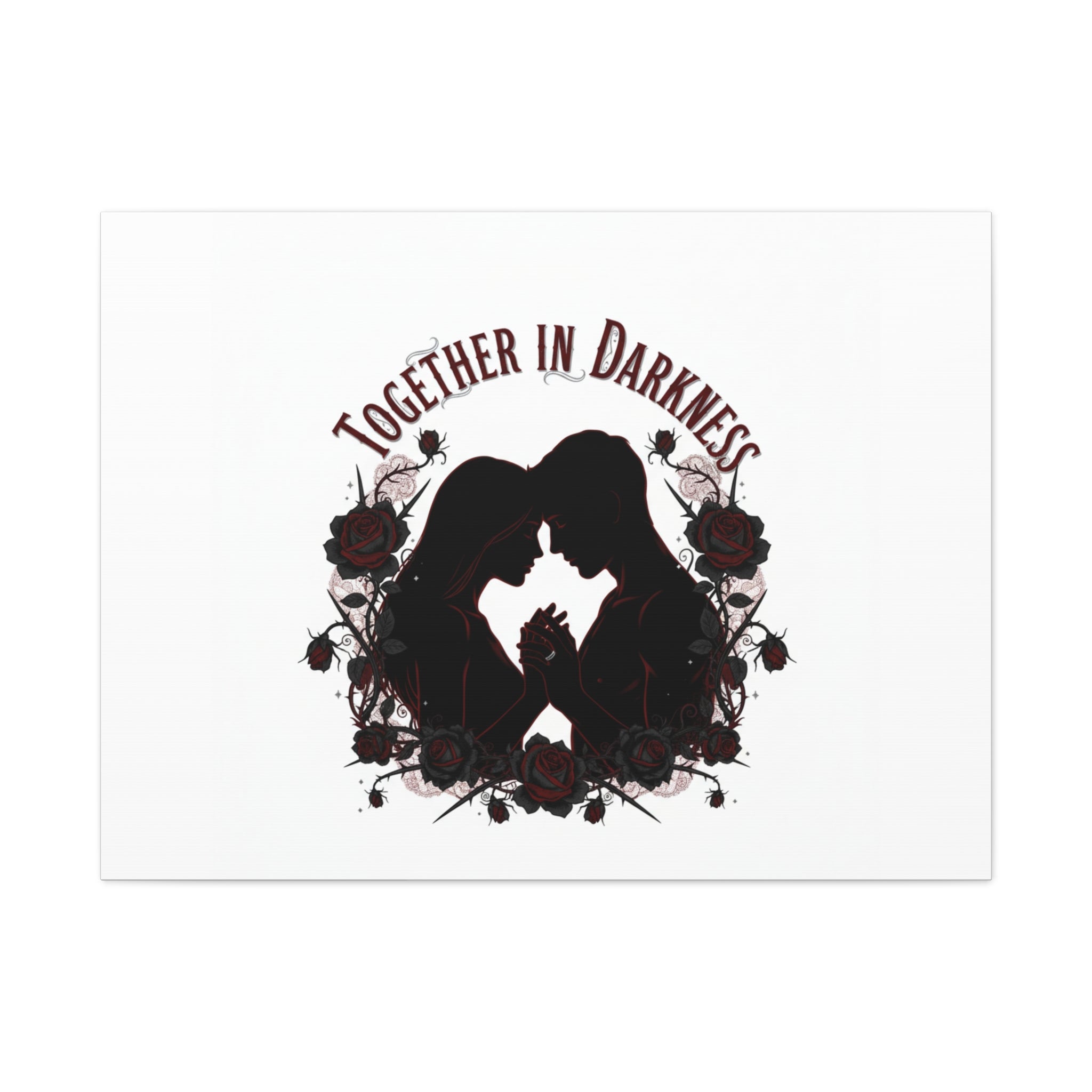 Together in Darkness Canvas, Dark Romance Art Print | Goth Valentine